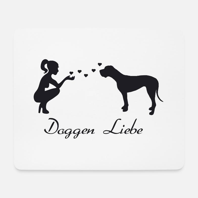 Deutsche Dogge mit Frau - Mousepad (Querformat) - Weiß