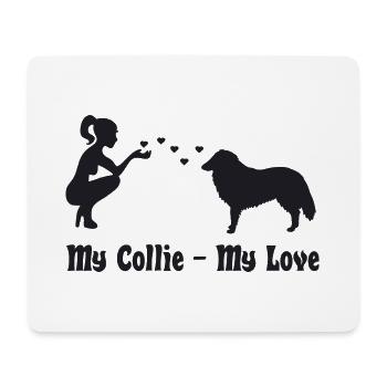 Collie mit Frau - Mousepad (Querformat) - Weiß - Vorne