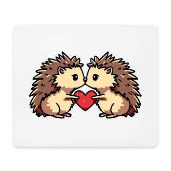 Igel Paar Herz - Mousepad (Querformat) - Weiß - Vorne