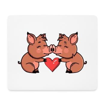 Couple de sangliers Saint-Valentin - Tapis de souris (format paysage) - blanc - Devant