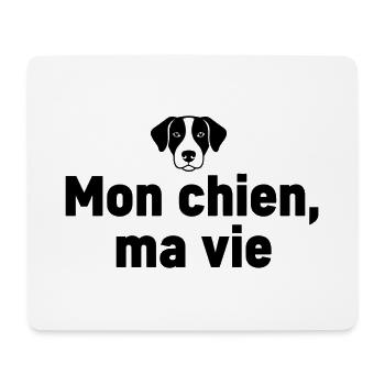 Mon Chien, Ma Vie – T-Shirt Minimaliste avec Tête  - Tapis de souris (format paysage) - blanc - Devant