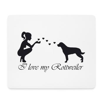 Rottweiler mit Frau - Mousepad (Querformat) - Weiß - Vorne