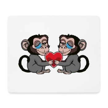 Coeur de Singe Saint-Valentin - Tapis de souris (format paysage) - blanc - Devant