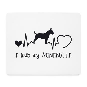 Miniatur Bullterrier mit Herzschlag - Mousepad (Querformat) - Weiß - Vorne
