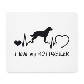 Rottweiler mit Herzschlag - Mousepad (Querformat) - Weiß - Vorne