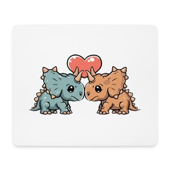 Dinosaure tricératops Couple Coeur - Tapis de souris (format paysage) - blanc - Devant