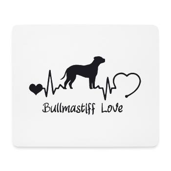 Bullmastiff mit Herzschlag - Mousepad (Querformat) - Weiß - Vorne