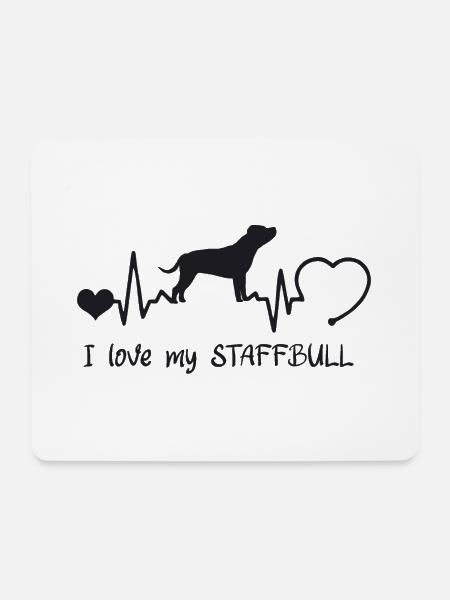 Staffordshire Bullterrier mit Herzschlag - Mousepad (Querformat) - Weiß