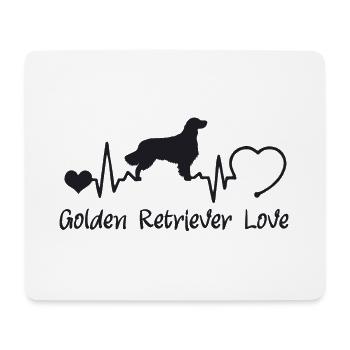 Golden Retriever mit Herzschlag - Mousepad (Querformat) - Weiß - Vorne