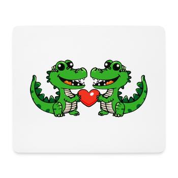 Alligator Couple Heart - Mouse Pad (horizontal) - white - Front