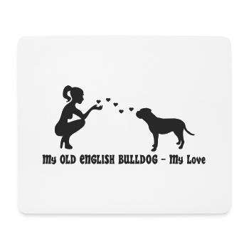 Old English Bulldog mit Frau - Mousepad (Querformat) - Weiß - Vorne