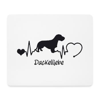 Rauhaardackel mit Herzschlag - Mousepad (Querformat) - Weiß - Vorne
