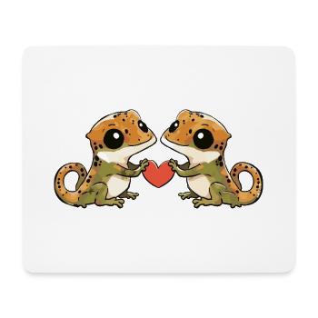 Couple de lézards amoureux Gecko Saint-Valentin - Tapis de souris (format paysage) - blanc - Devant