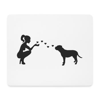 Old English Bulldog mit Frau - Mousepad (Querformat) - Weiß - Vorne