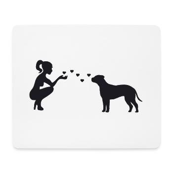 Bullmastiff mit Frau - Mousepad (Querformat) - Weiß - Vorne