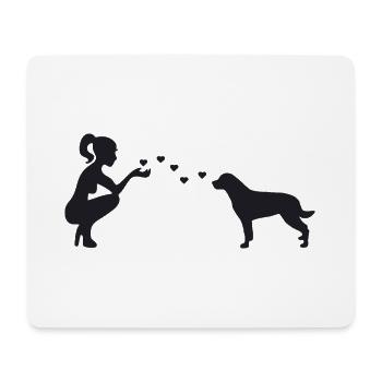Rottweiler mit Frau - Mousepad (Querformat) - Weiß - Vorne