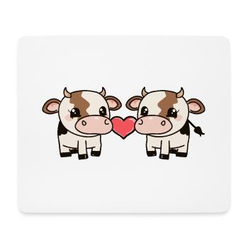 Kuh Paar Herz - Mousepad (Querformat) - Weiß - Vorne