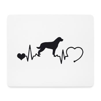 Rottweiler mit Herzschlag - Mousepad (Querformat) - Weiß - Vorne