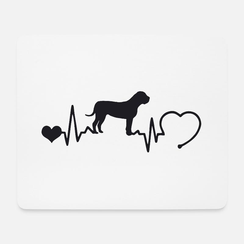 Boerboel mit Herzschlag - Mousepad (Querformat) - Weiß