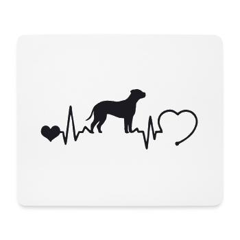 Bullmastiff mit Herzschlag - Mousepad (Querformat) - Weiß - Vorne