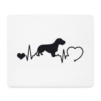 Rauhaardackel mit Herzschlag - Mousepad (Querformat) - Weiß - Vorne