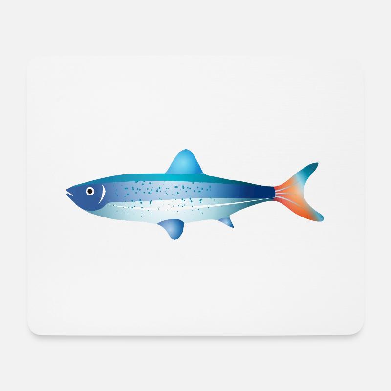 Pesce azzurro con gradiente e punti - Tappetino per mouse (orizzontale) - bianco