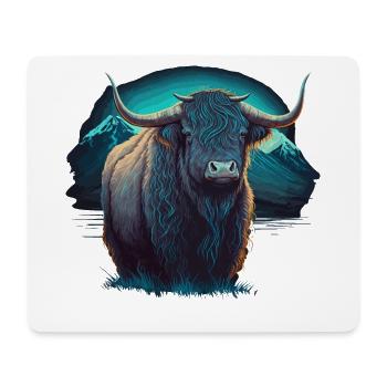 Blauer Yak - Mousepad (Querformat) - Weiß - Vorne