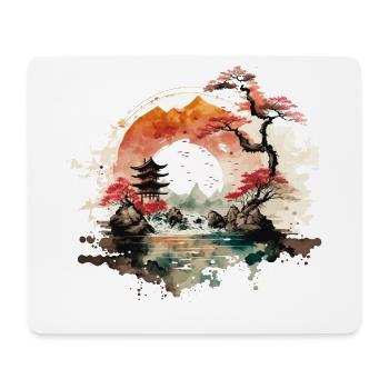 Japanische Landschaft - Mousepad (Querformat) - Weiß - Vorne