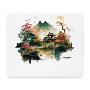 Japanese House at Lake - Mouse Pad (horizontal) - white - Front