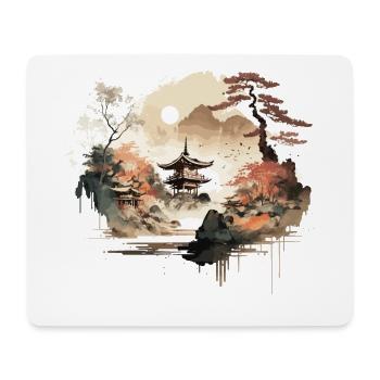 Dessin à l’aquarelle - Tapis de souris (format paysage) - blanc - Devant
