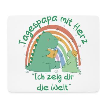 Tagespapa mit Herz - Ich zeig dir die Welt - Dino - Mousepad (Querformat) - Weiß - Vorne
