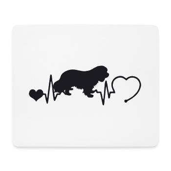Cavalier King Charles Spaniel mit Herzschlag - Mousepad (Querformat) - Weiß - Vorne