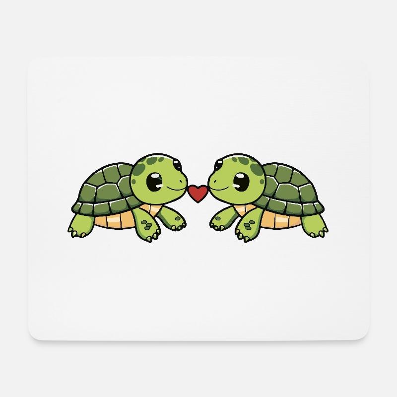 Schildkröte Paar Herz - Mousepad (Querformat) - Weiß