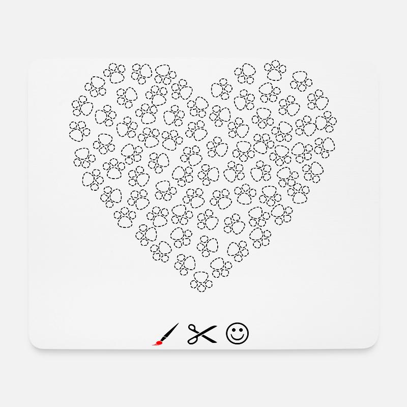 Herz mit Hunde Pfote - Mousepad (Querformat) - Weiß