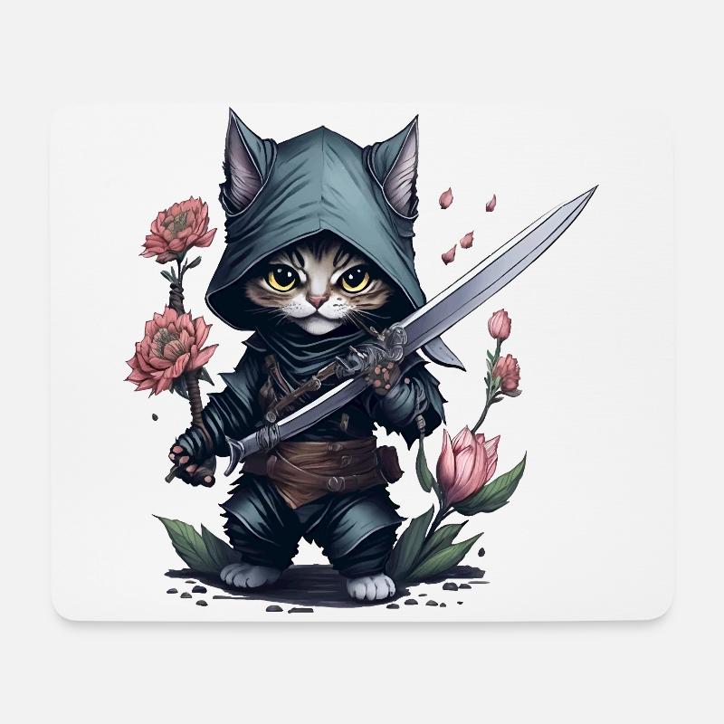 Die ultimative Ninja-Katze - Mousepad (Querformat) - Weiß