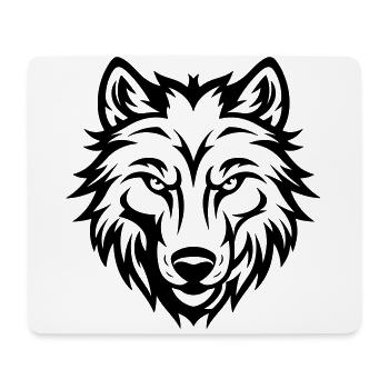 Tête de loup - Tapis de souris (format paysage) - blanc - Devant