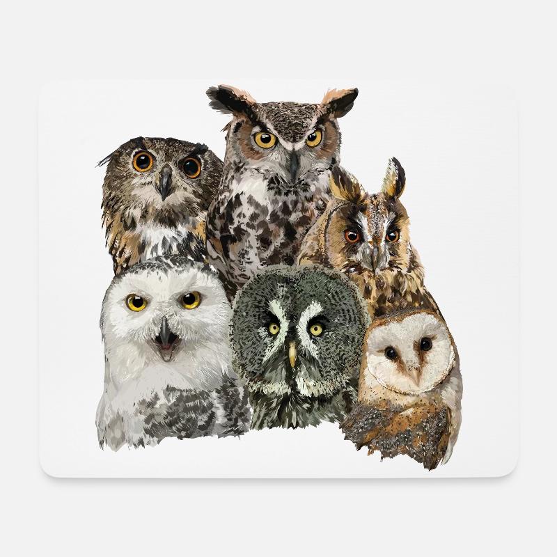 Eulen - Mousepad (Querformat) - Weiß