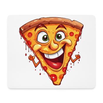 Pizza Pizza Slice Face Laughs Pizzeria Funny - Mouse Pad (horizontal) - white - Front