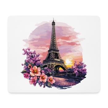 Paris Eiffelturm Frankreich Stadt Skyline Blumen - Mousepad (Querformat) - Weiß - Vorne