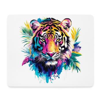 Tiger Head Tiger Head Predator Nature Wilderness Colorful Art - Mouse Pad (horizontal) - white - Front