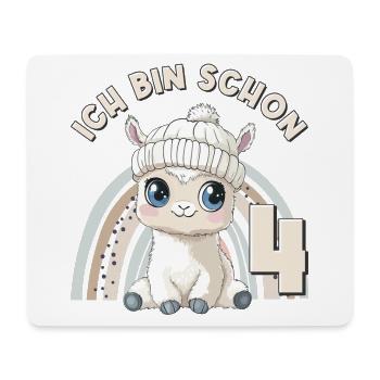4. Geburtstag Alpaka Lama Regenbogen Süß Niedlich - Mousepad (Querformat) - Weiß - Vorne