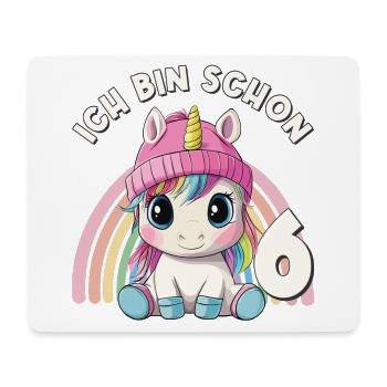 6. Geburtstag Einhorn Regenbogen Süß Niedlich - Mousepad (Querformat) - Weiß - Vorne