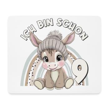 9. Geburtstag Esel Regenbogen Süß Niedlich - Mousepad (Querformat) - Weiß - Vorne