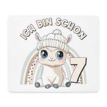 7. Geburtstag Alpaka Lama Regenbogen Süß Niedlich - Mousepad (Querformat) - Weiß - Vorne