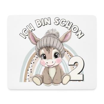 2ème anniversaire âne arc-en-ciel mignon mignon - Tapis de souris (format paysage) - blanc - Devant