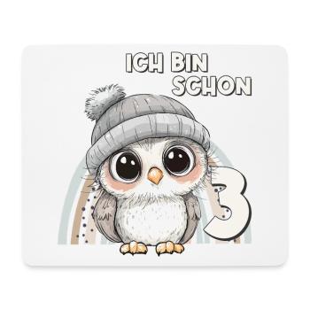 3rd Birthday Owl Rainbow Cute Cute - Mouse Pad (horizontal) - white - Front