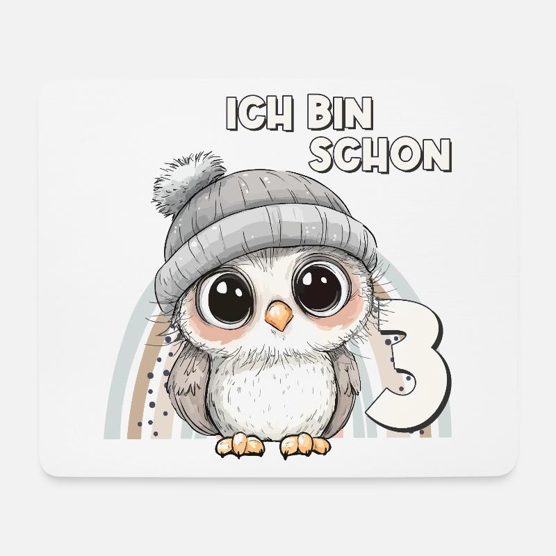 3. Geburtstag Eule Regenbogen Süß Niedlich - Mousepad (Querformat) - Weiß