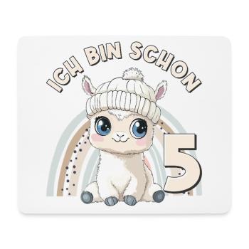 5. Geburtstag Alpaka Lama Regenbogen Süß Niedlich - Mousepad (Querformat) - Weiß - Vorne
