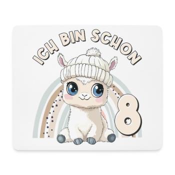 8. Geburtstag Alpaka Lama Regenbogen Süß Niedlich - Mousepad (Querformat) - Weiß - Vorne