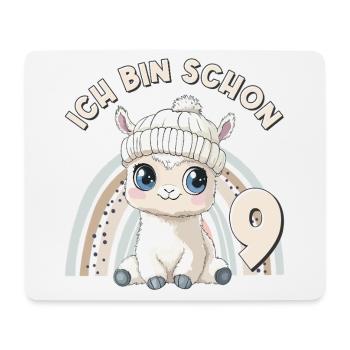 9. Geburtstag Alpaka Lama Regenbogen Süß Niedlich - Mousepad (Querformat) - Weiß - Vorne